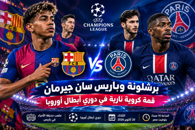 مباراة برشلونة وباريس سان جيرمان.. قمة كروية نارية في دوري أبطال أوروبا ⚽🔥